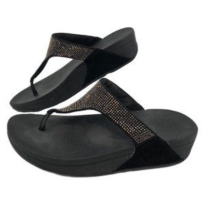 Fitflop Black/Silver Beaded Platform Sandal | Breathable and Comfort